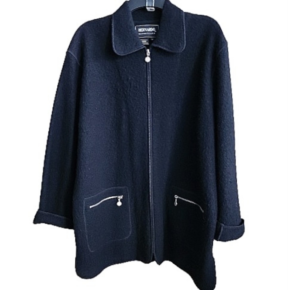 Bernardo Black Boiled Wool Jacket L